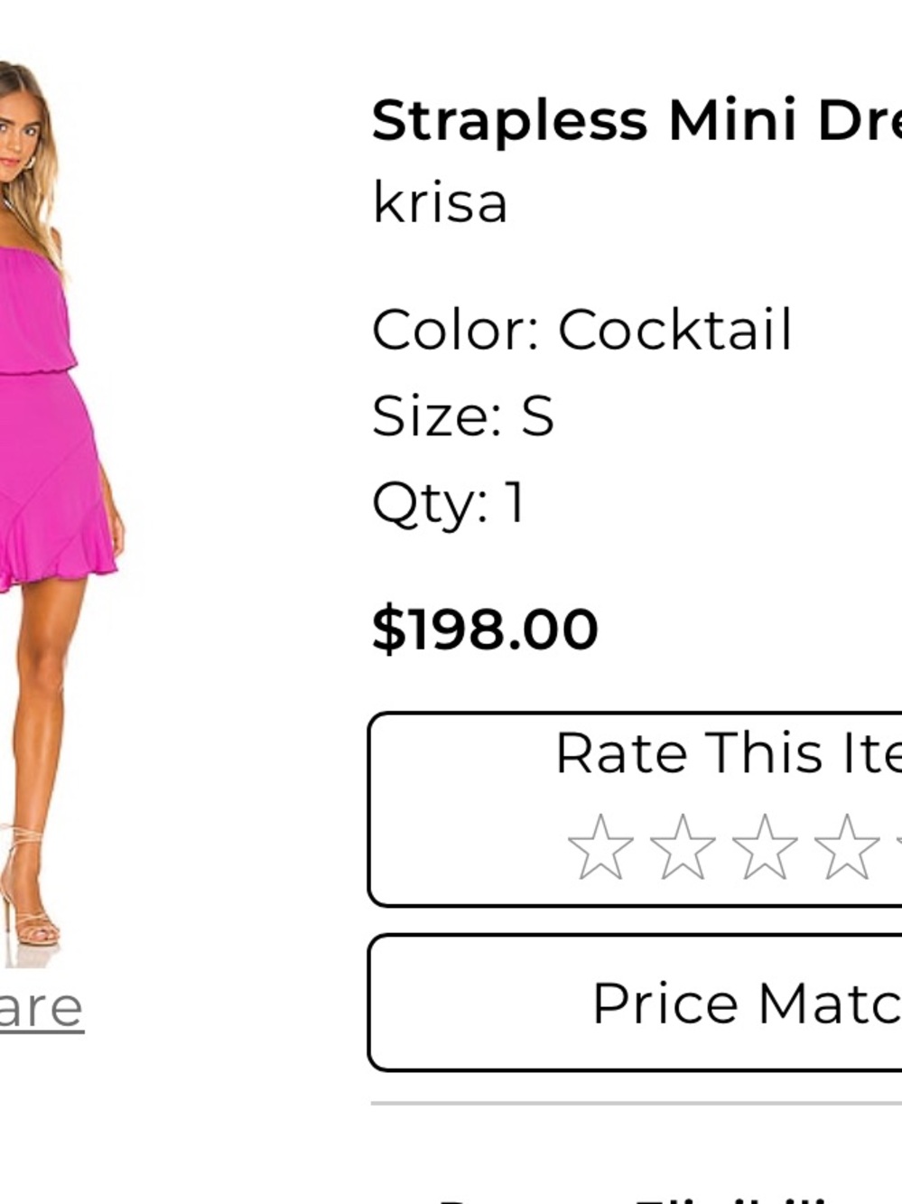krisa Strapless Mini Dress in Cocktail Pink